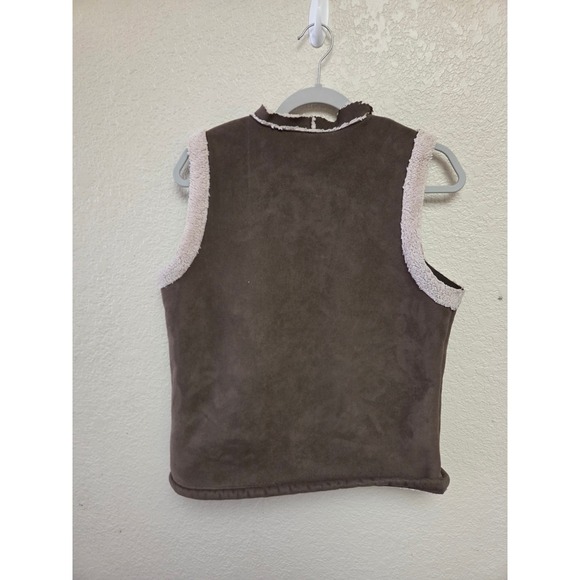 Telluride Clothing Co. Women's Suede Sherpa Lined Vest Pockets Snap Front Collar - Picture 2 of 5